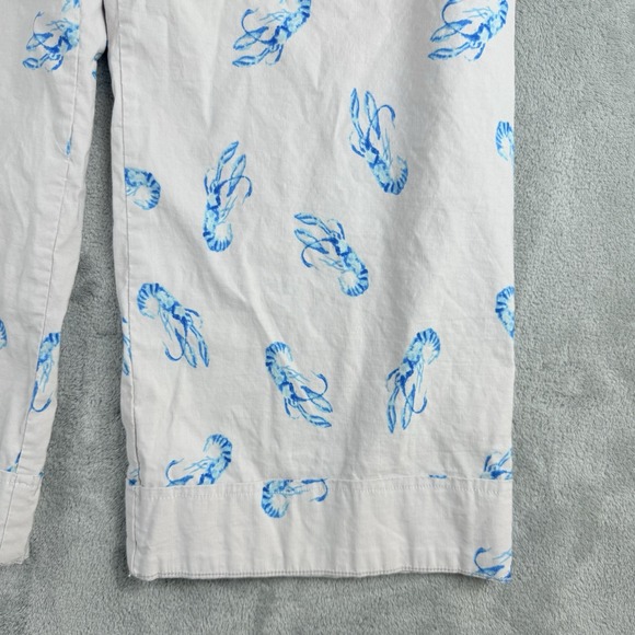 Maeve Anthropologie Pants Womens 29 Beige Collete Blue Lobster Cropped Wide Leg - Picture 13 of 16